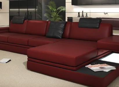 Rote Design Wohnzimmer Couch Stoff Sofa Polster Eck Textil Garnitur LED + USB