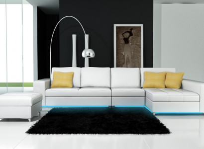 Ledersofa Sofa Couch USB Wohnlandschaft Ecksofa Garnitur Design Modern Neu K5005