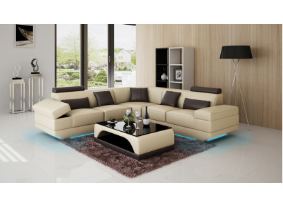 Ledersofa Couch Wohnlandschaft Ecksofa Eck Garnitur Maßfertigung Modern Sofa USB