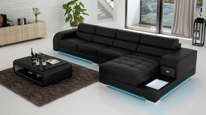 Stilvolles Design Das Schwarze L-förmige Sofa für Raffinesse und Komfort