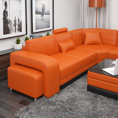 Ledersofa mit USB Wohnlandschaft Ecksofa Eck Garnitur Design Modern Sofa F3017B