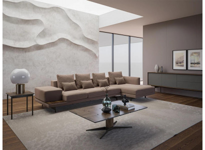 Wohnzimmer Set 3tlg Eck Garnitur Sofa Couch L-Form Holz Couchtisch