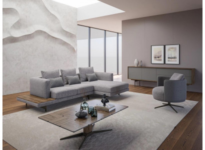 Sofagarnitur Wohnzimmer Set 3tlg Polstermöbel Ecksofa Sessel Holz Couchtisch