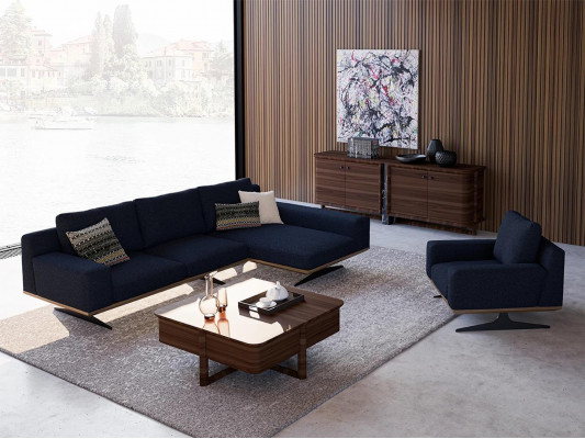 Modern Blau Designer Wohnzimmer Einrichtung Polstersofa Luxus Polster Textil