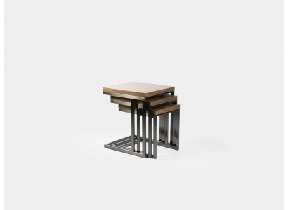 Wohnzimmer 3x Beisteltisch Luxus Holz Tisch Edelstahl Design Möbel Einrichtung