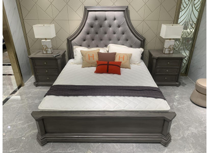 Doppelbett Bett Bettrahmen Betten Ehebett Polsterbett Holz Möbel Farbe grau