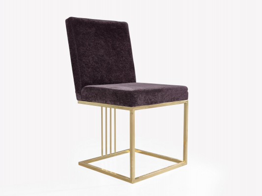 Bordeaux-farbiger gepolsterter Stuhl ohne Armlehnen in luxuriösem Edelstahl-Premium-Design