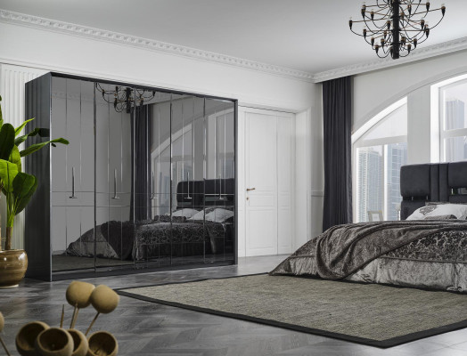 Luxus Kleiderschrank Glasschrank Loft Schlafzimmer Schränke Schwarz Möbel