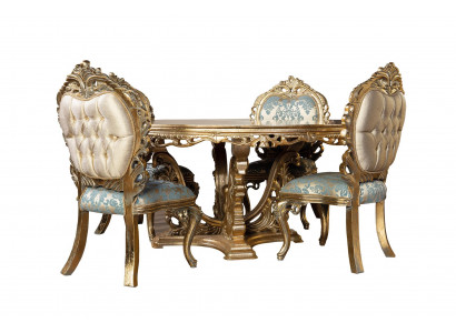 Goldener Barock Esstisch Runder Tisch Runde Esstische Holz Tische 173cm