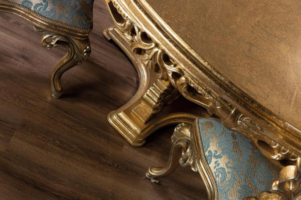 Goldener Barock Esstisch Runder Tisch Runde Esstische Holz Tische 173cm