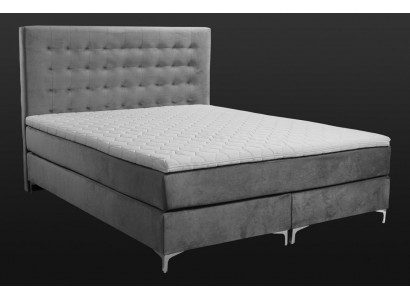 Graues Doppelbett Klassisches Schlafzimmermöbel Design Eleganter Stoff neu