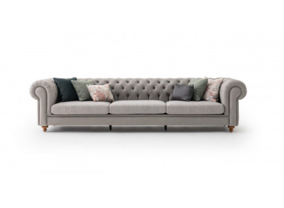 Chesterfield Design Grau Sofa Polster Textil Sofas Sofas 4-Sitzer neu