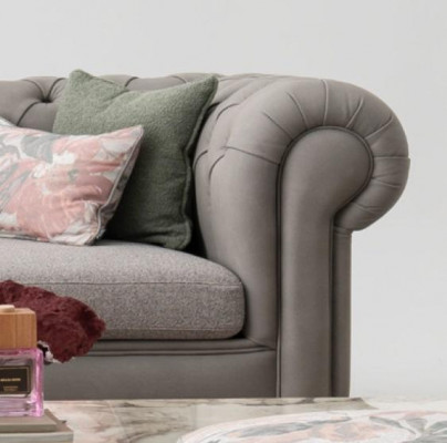 Chesterfield Design Grau Sofa Polster Textil Sofas Sofas 4-Sitzer neu
