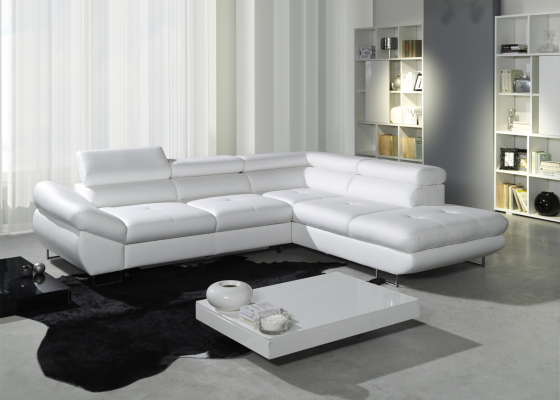 Ecksofa Eck Wahl Leder Stoff Polster Textil Bett+Kasten Couch Sofa Ecke Garnitur