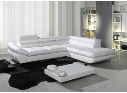 Ecksofa Eck Wahl Leder Stoff Polster Textil Bett+Kasten Couch Sofa Ecke Garnitur