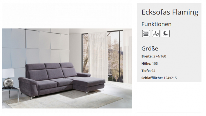 Schlafsofa Sofa Polster Funktions Wohnzimmer Ecksofa Textl Sitz Garnitur