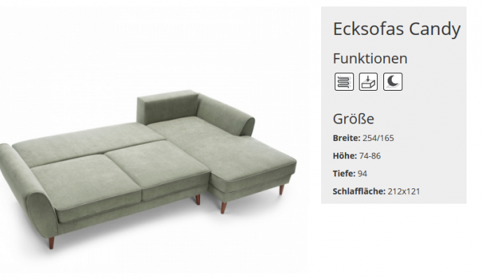 Design Schlafsofa Couch Sofa Polster Wohnzimmer Ecksofa Textl Stoff