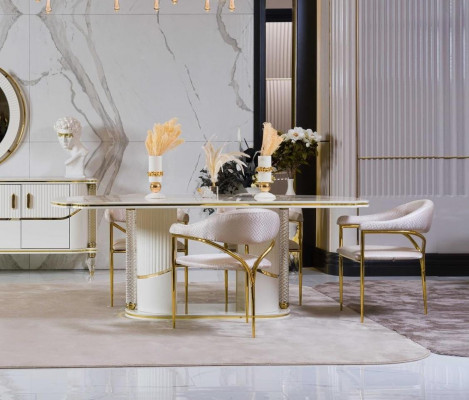 Esszimmer set Modern Esstisch + 6x Stühle Tisch Holz Polsterstuhl 7tlg. Gruppe