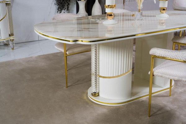 Esszimmer set Modern Esstisch + 6x Stühle Tisch Holz Polsterstuhl 7tlg. Gruppe