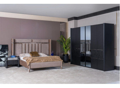 Schlafzimmer Set Komplett Bett + 2x Nachttische + Kleiderschrank 4tlg.