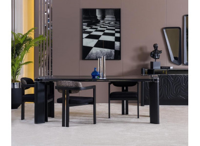 Esszimmer Set 6x Stühle Esstisch Esszimmer Designer Holz Stuhl Garnitur Neu