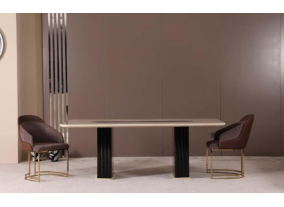 Esszimmer Set Luxus 4x Stühle+Esstisch Essgruppe Garnitur Lehnstühle Modern