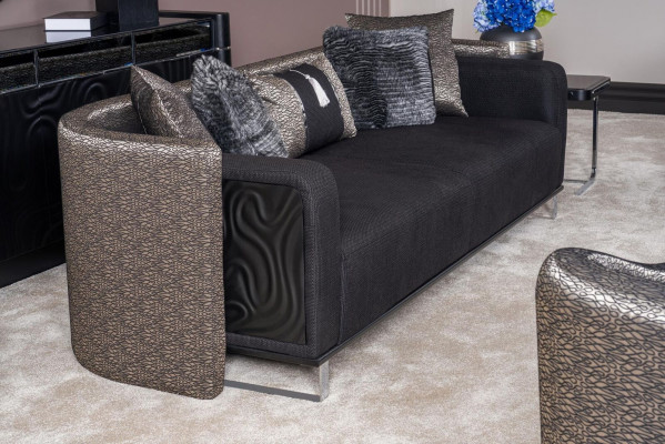 Dreisitzer 240cm Schwarze Luxus Couch Sofa Couchen Möbel Textil Stoff Samt 3er