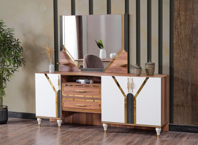Anrichte Schrank Braun Hochglanz Möbel Holz Luxus Kommode Sideboard Neu