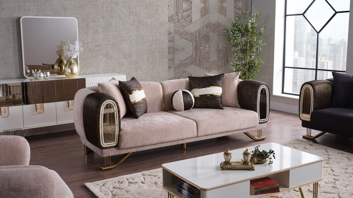 Prestigeträchtige 3+3+1 Wohnzimmer Garnitur Wohnzimmer set zwei Sofas und sessel Neu