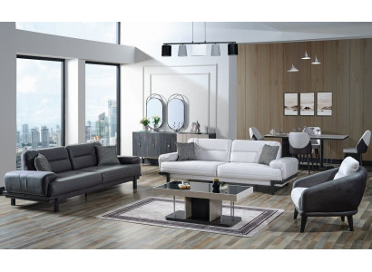 Sofagarnitur 3+3+1 Sitzer Textil Modern Komplett Sessel Sofa 3 Sitzer Luxus