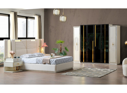 Modern Schlafzimmer Set Bett + 2x Nachttische+Kleiderschrank Design Möbel 4 tlg