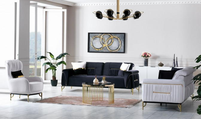 Design Wohnzimmer Set Sofagarnitur 3+3+1 Wohnzimmer Möbel Garnituren Samt