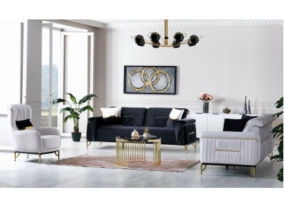 Design Wohnzimmer Set Sofagarnitur 3+3+1 Wohnzimmer Möbel Garnituren Samt