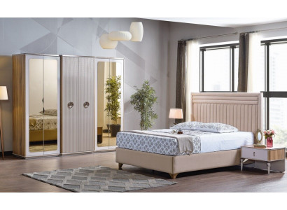 Modern Schlafzimmer Set Bett 2x Nachttische Schrank Neu Luxus