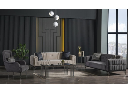 Sofagarnitur 3+3+1 Sitzer Textil Modern Komplett Sessel Sofa 3 Sitzer Luxus Neu
