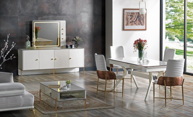 Esszimmer Set Garnitur Tisch 6x Stühle Design Modern Möbel Luxus Sideboard