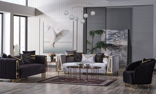 Sofagarnitur 3+3+1 Sitzer Chesterfield Barock Stil Garnitur Set 3tlg. Sofa Relax