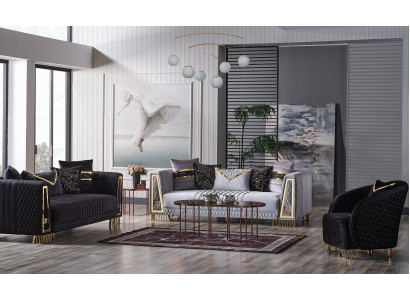 Sofagarnitur 3+3+1 Sitzer Chesterfield Barock Stil Garnitur Set 3tlg. Sofa Relax