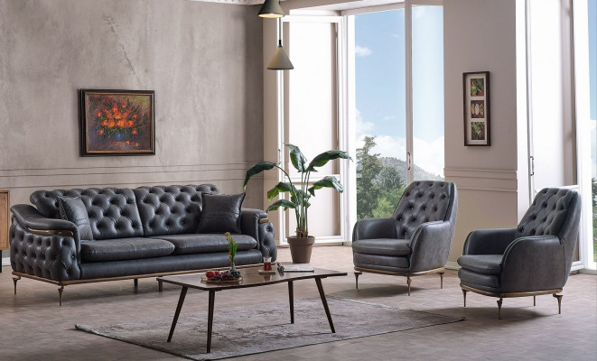 Stilvolles Chesterfield Wohnzimmer Set Sofagarnitur 3+1+1 sitzer Couch