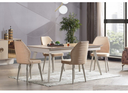 Designer Komplett 6x Stühle+Esstisch Set Esszimmer Designer Garnitur Set Neu