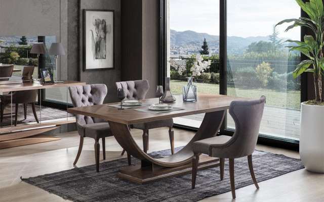 Esszimmer Set 6x Stühle Esstisch Sideboard Spiegel Set Esszimmer Designer Neu