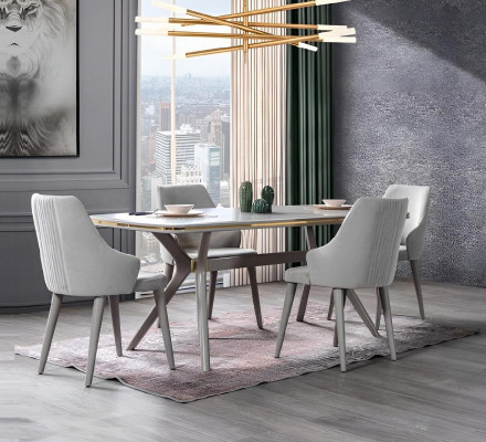 Modern Esstisch 6x Stühle Designer Luxus Esszimmer Möbel Holz Essgruppe