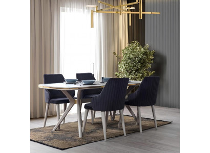 Moderne 7tlg. Esszimmer Garnitur Set Tisch 6x Stühle Moderne Essgarnitur Sets