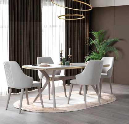 Komplette Essgarnitur 7tlg. Esszimmer Garnitur Modern Tisch 6x Stühle