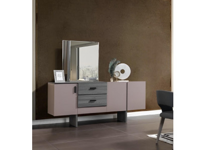 Anrichte mit Spiegel Holz Luxus Stil Modern Möbel Esszimmer Anrichten 2tlg.