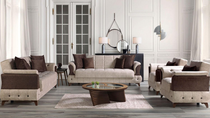 Modern Sofagarnitur Sessel Textil Sofa Luxus Komplett Luxus 3+2+1+1 Sitzer