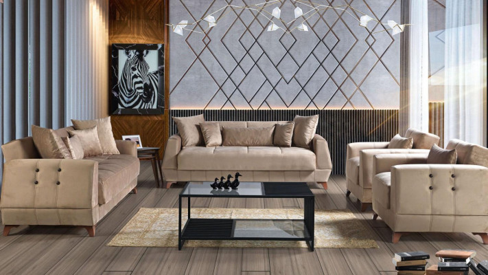 Sofagarnitur 3+2+1+1 Sitzer Sofa Komplett Set Relax Sessel 4tlg.