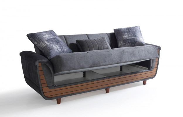 Sofagarnitur 3+2+1+1 Holz Wohnzimmer Luxus Sofa Modern Stoff Komplett Modern