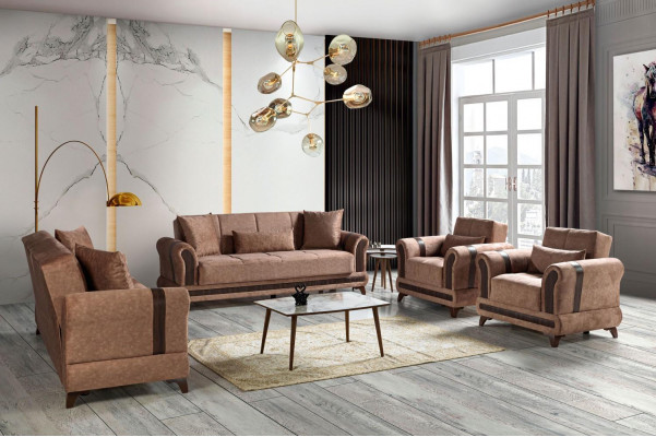 Sofagarnitur 3+2+1+1 Sitzer Wohnzimmer Set Textil Sofa Sessel Schlafsofa