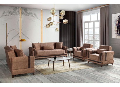 Sofagarnitur 3+2+1+1 Sitzer Wohnzimmer Set Textil Sofa Sessel Schlafsofa